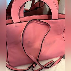 Pink faux leather handbag